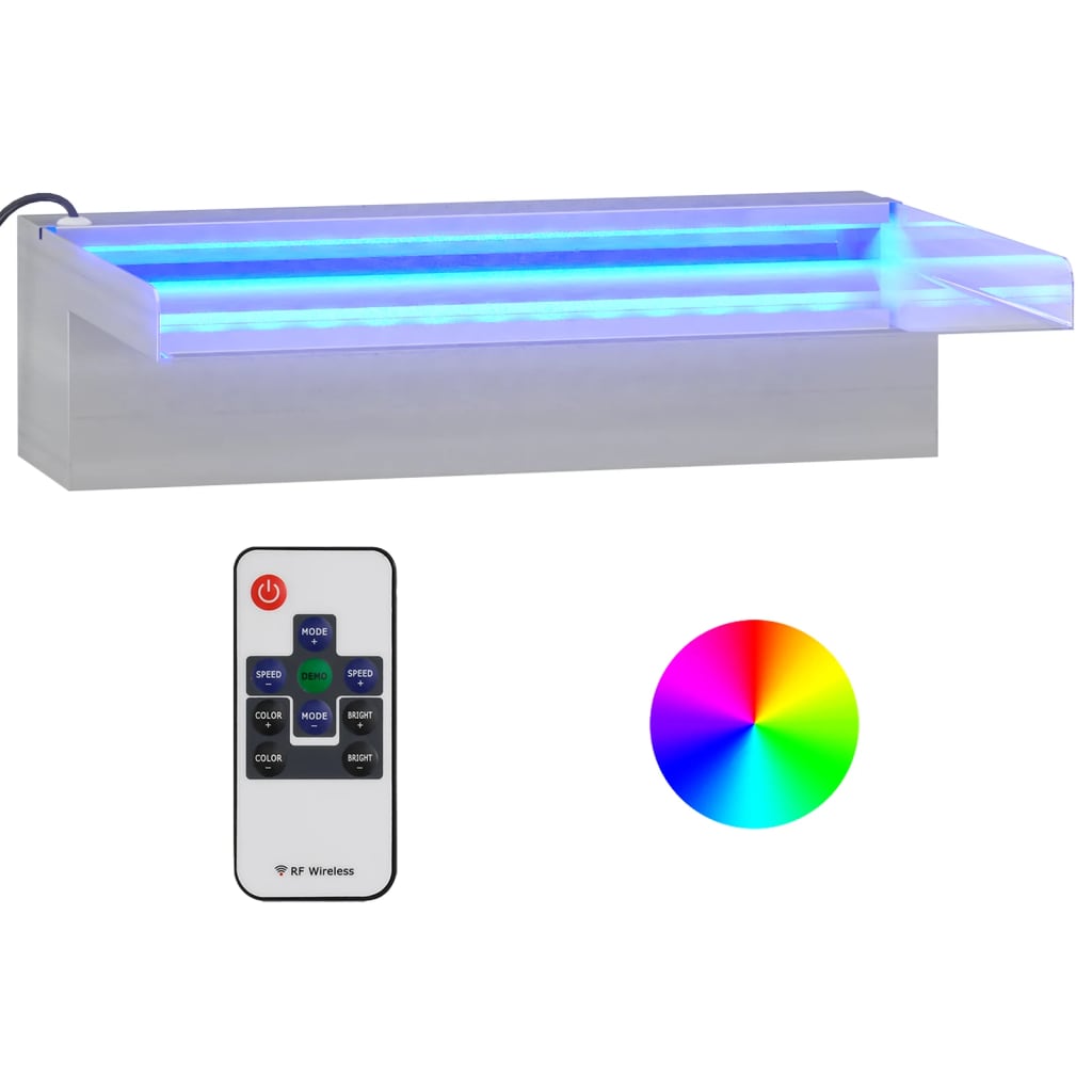 Watervaloverlaat met RGB LED's 45 cm roestvrij staal