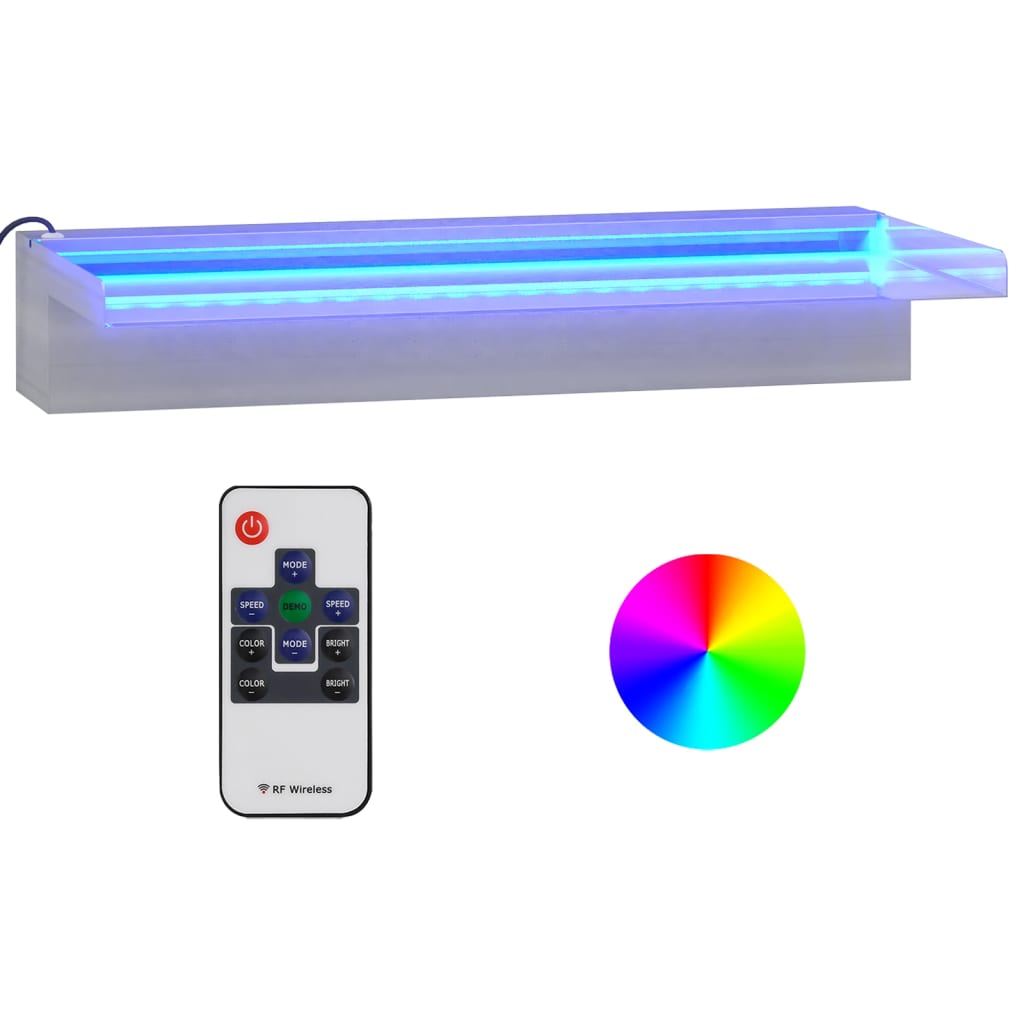 Watervaloverlaat met RGB LED's 45 cm roestvrij staal