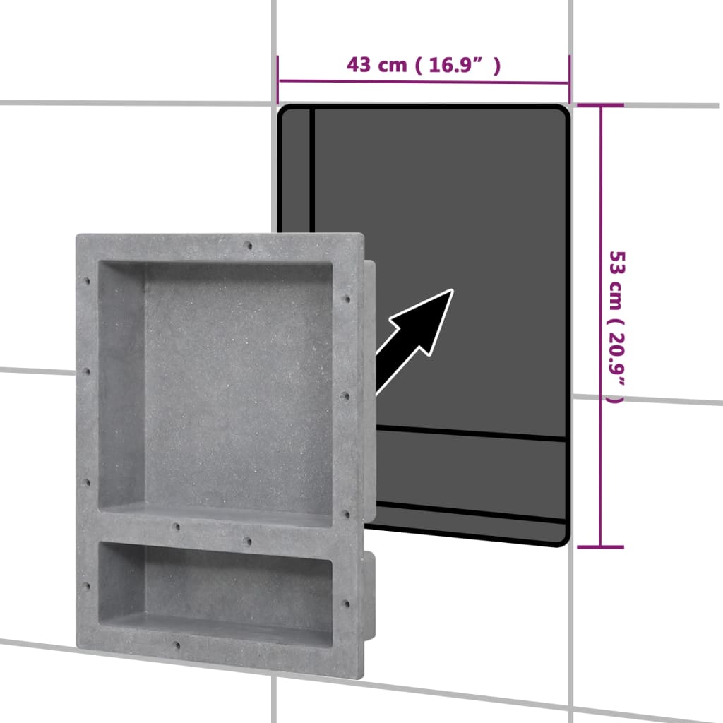 Douchenis met 2 vakken 41x51x10 cm matwit