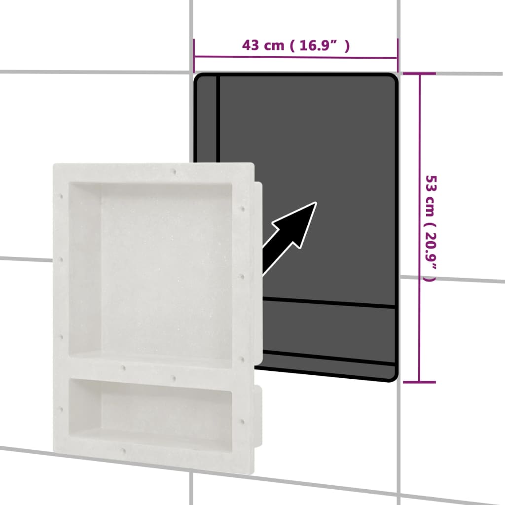 Douchenis met 2 vakken 41x51x10 cm matwit