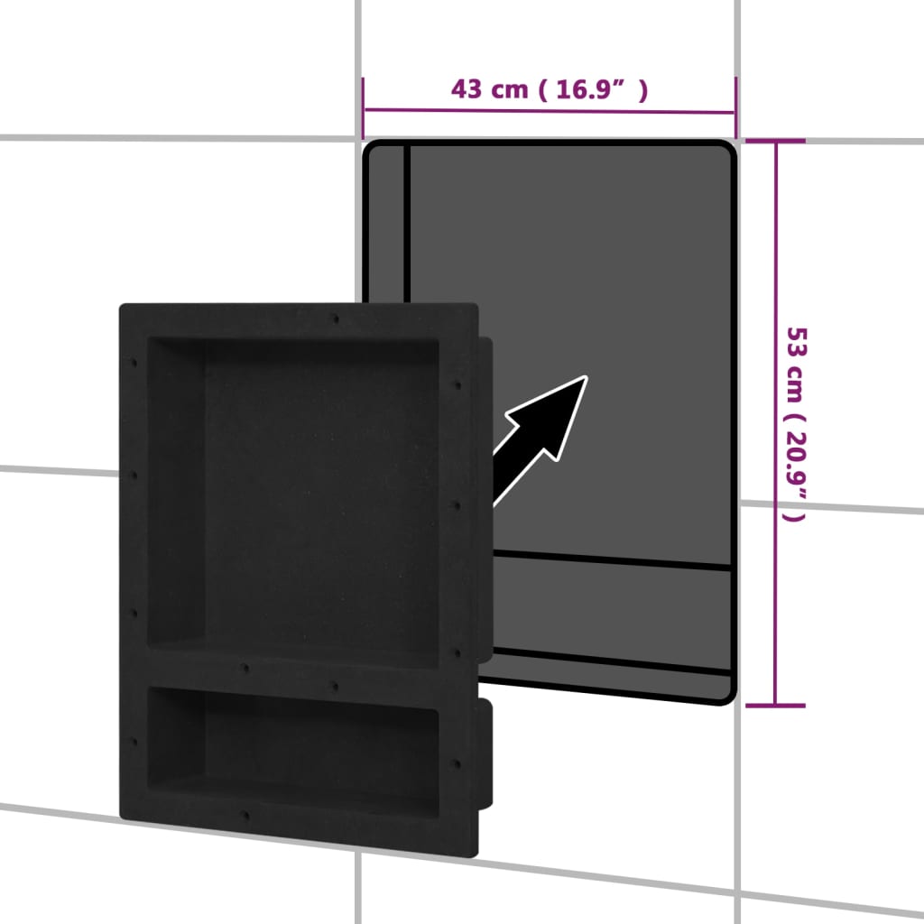 Douchenis met 2 vakken 41x51x10 cm matwit