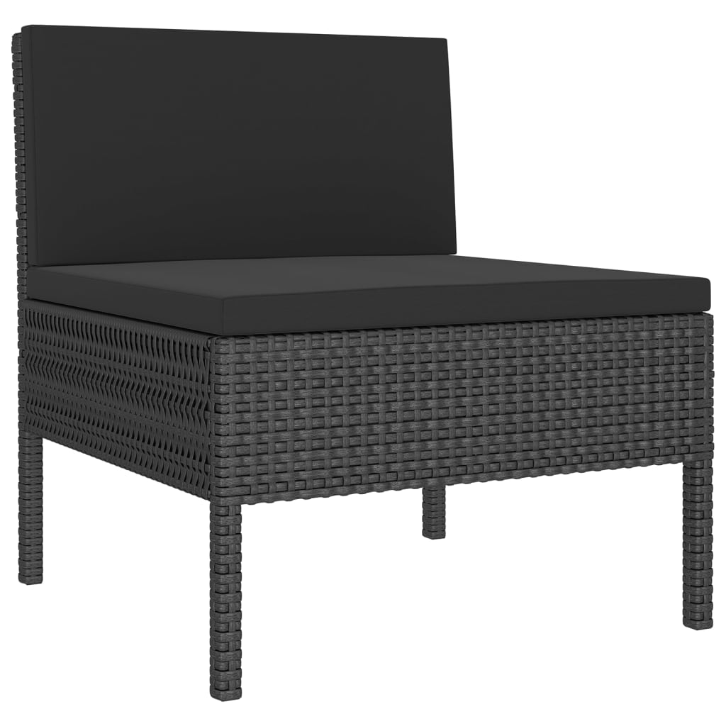 10-delige Loungeset met kussens poly rattan zwart