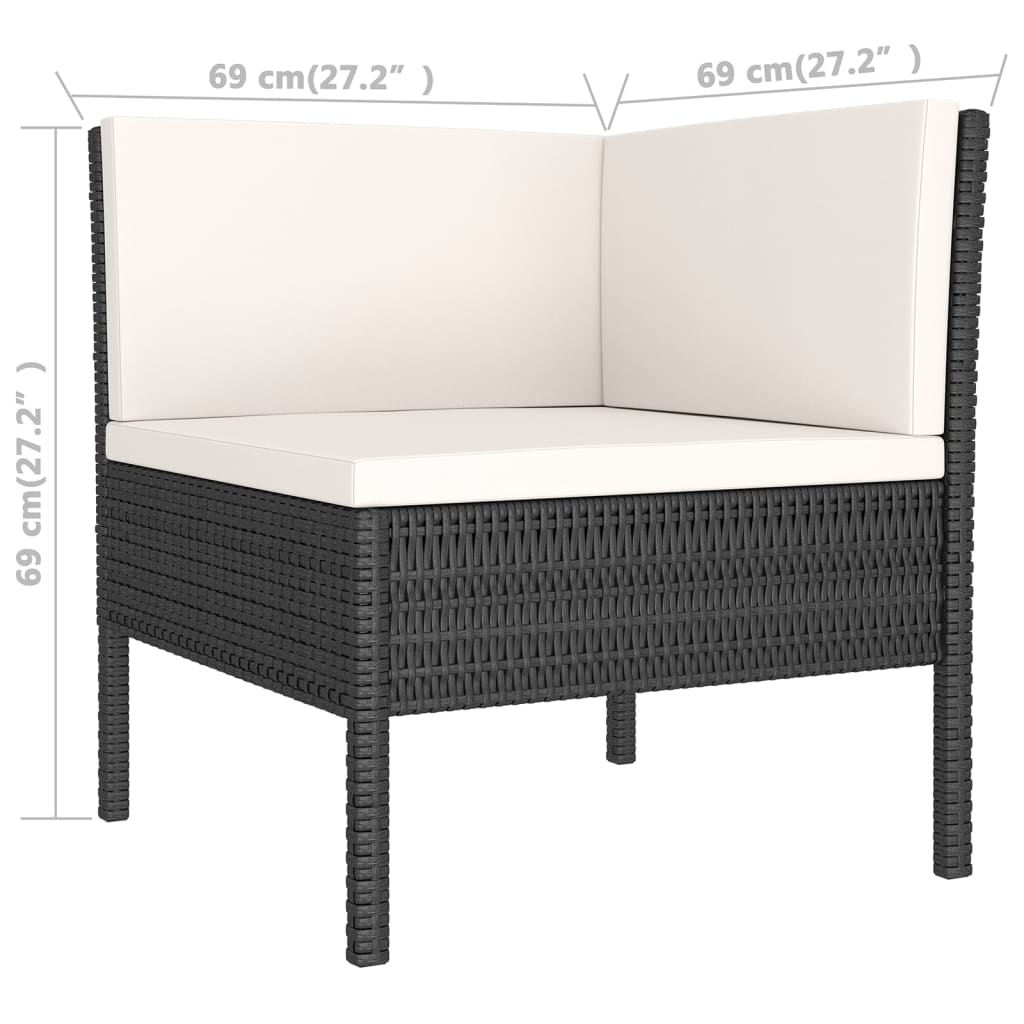 13-delige Loungeset met kussens poly rattan zwart