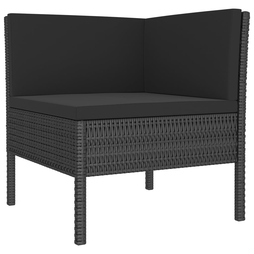 10-delige Loungeset met kussens poly rattan zwart