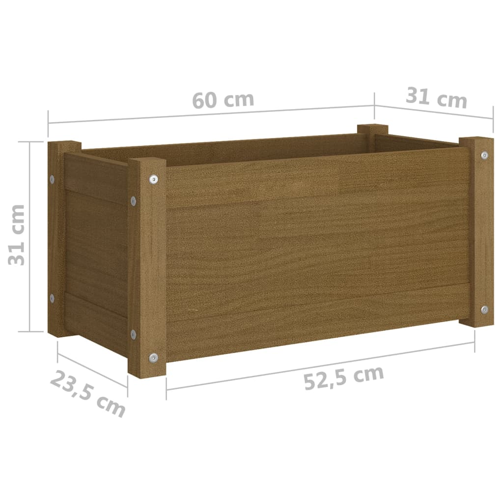 Plantenbakken 2 st 60x31x31 cm massief grenenhout