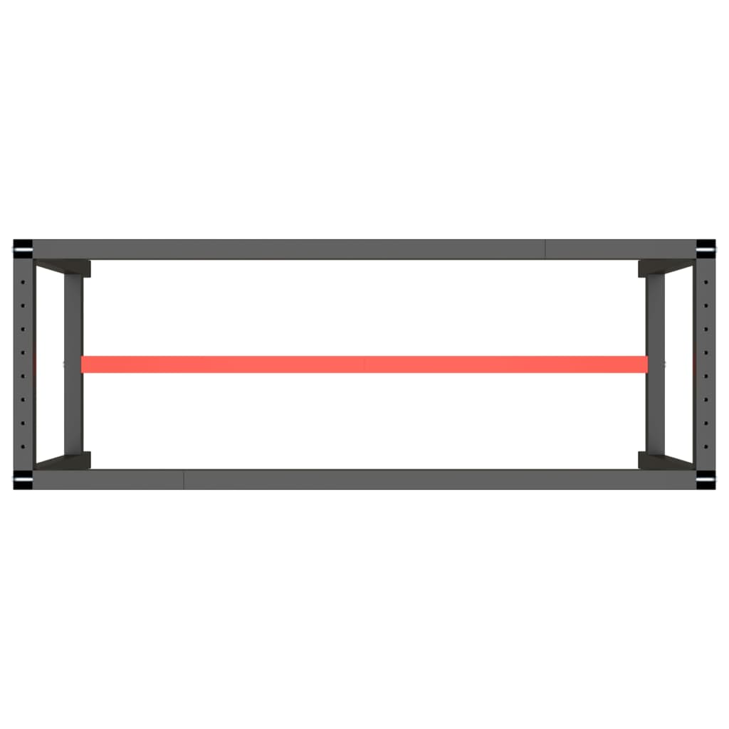 Werkbankframe 150x57x79 cm metaal zwart en rood