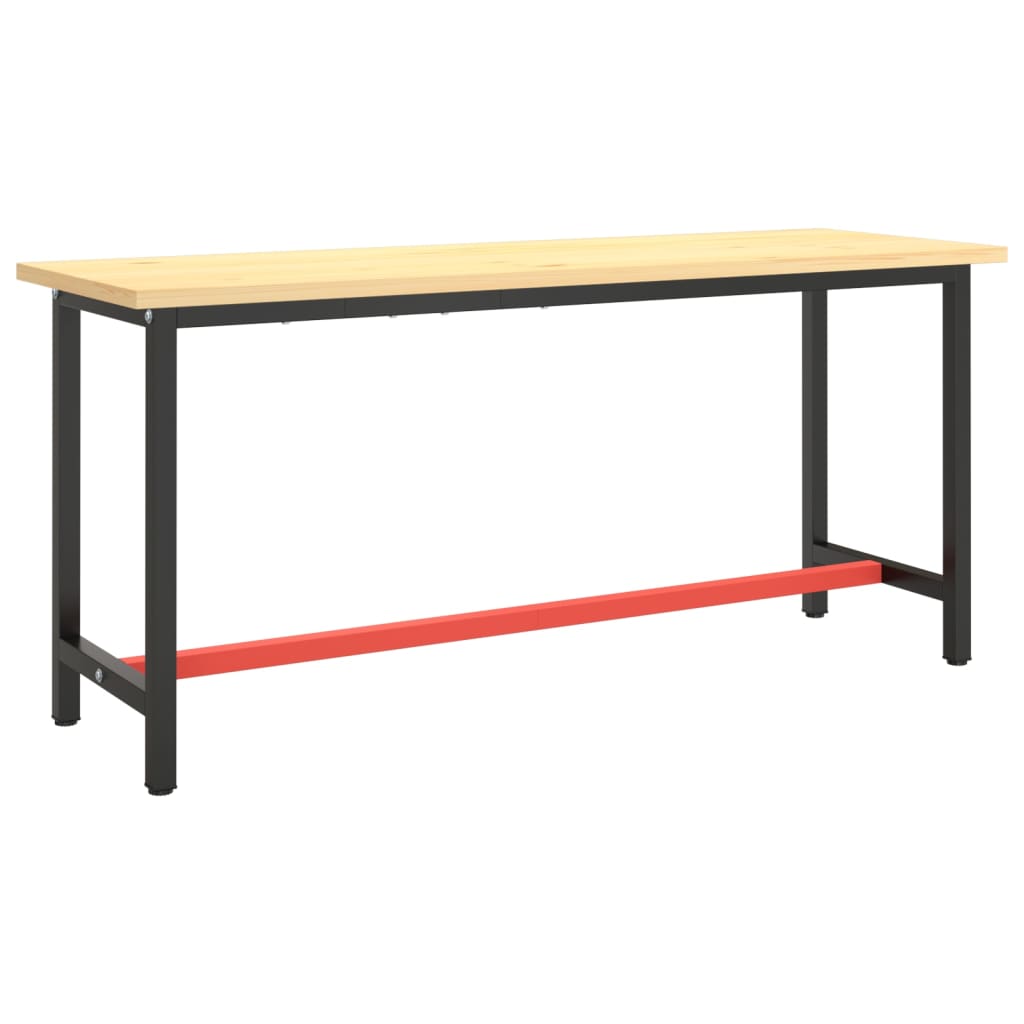 Werkbankframe 150x57x79 cm metaal zwart en rood