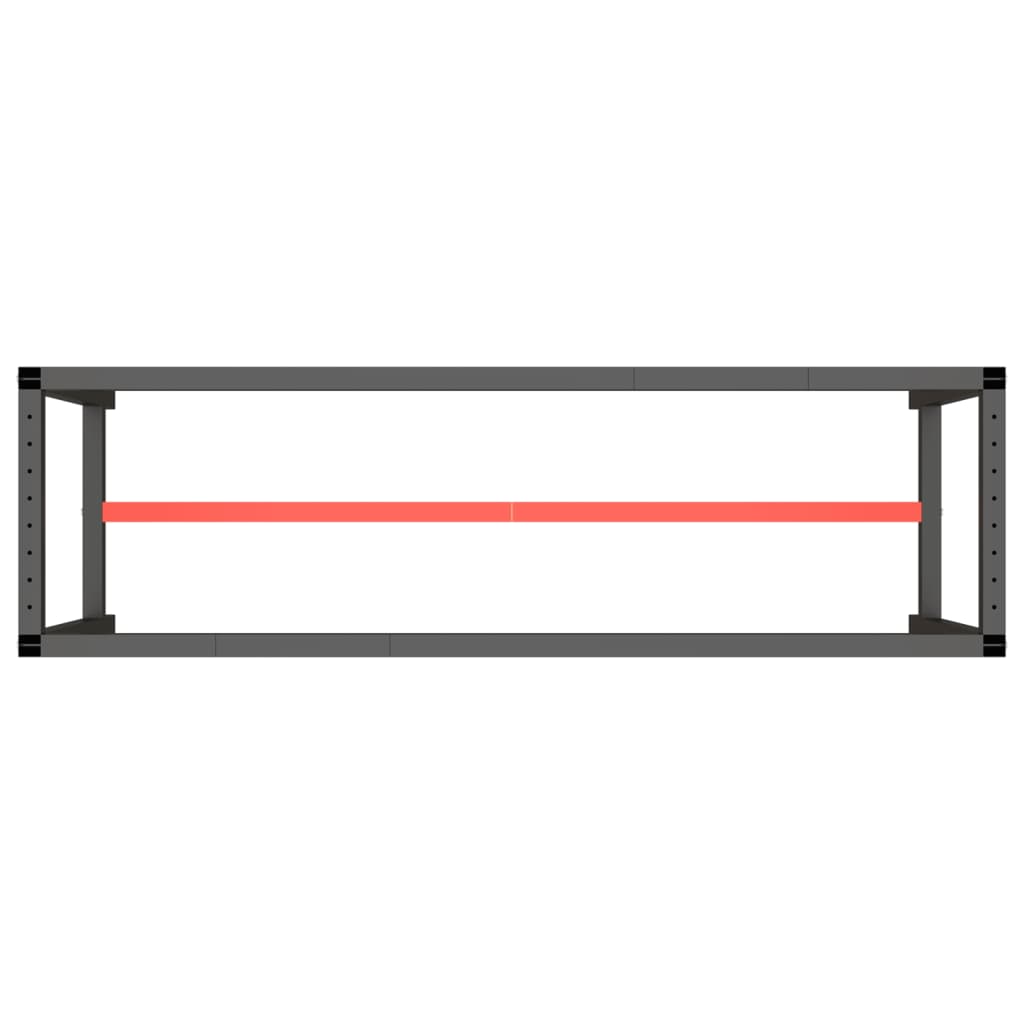 Werkbankframe 210x50x79 cm metaal matzwart en matrood