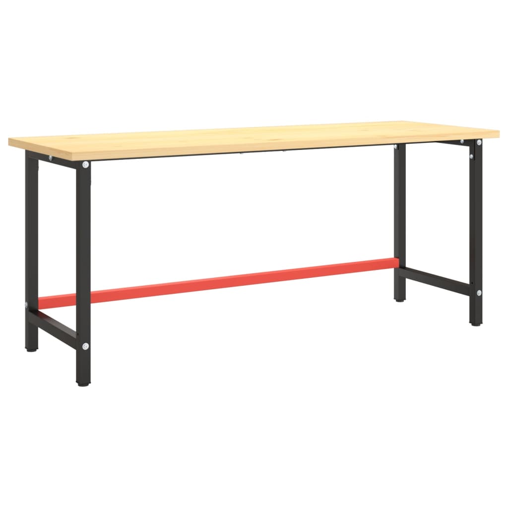 Werkbankframe 150x57x79 cm metaal zwart en rood