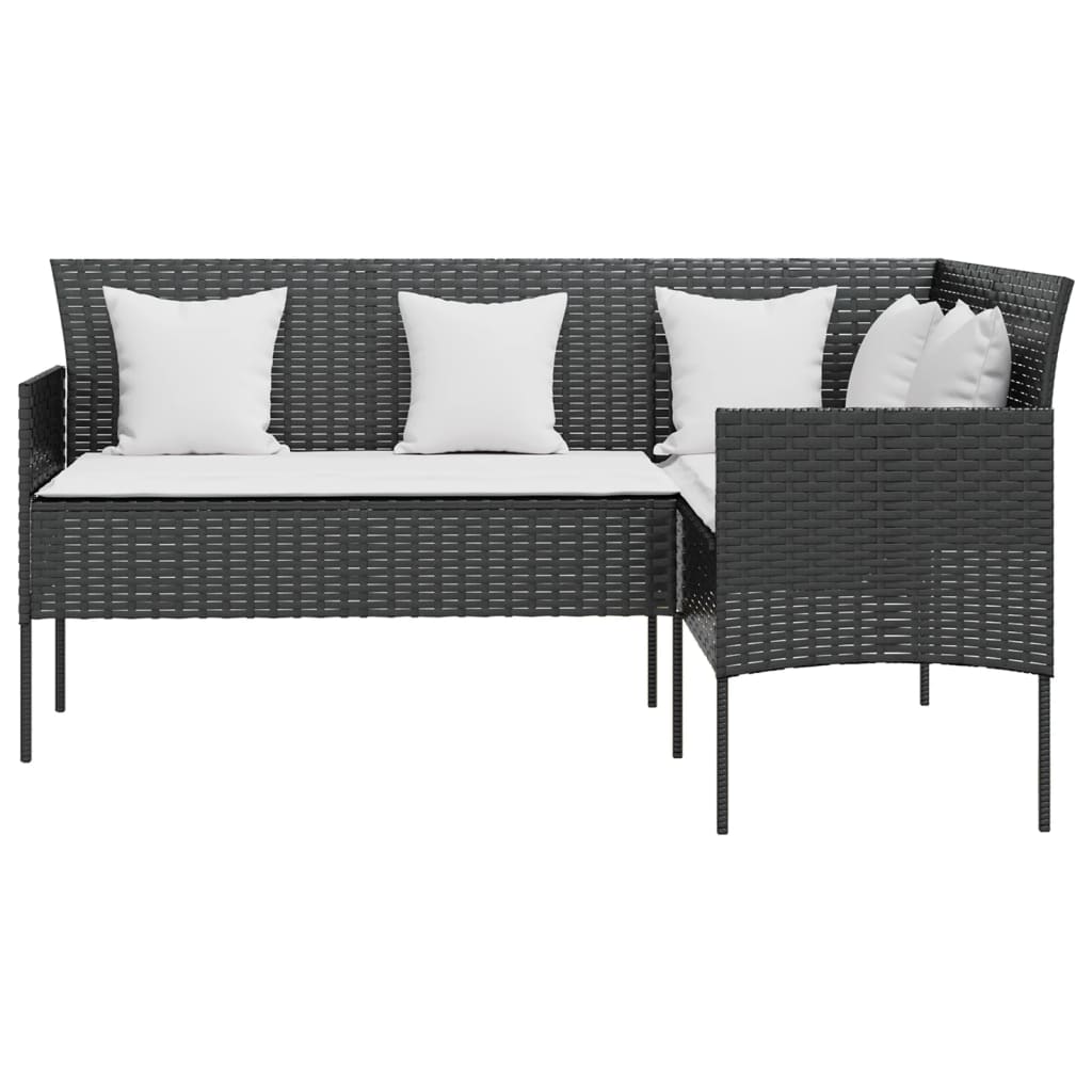 5-delige Loungeset met kussens L-vormig poly rattan