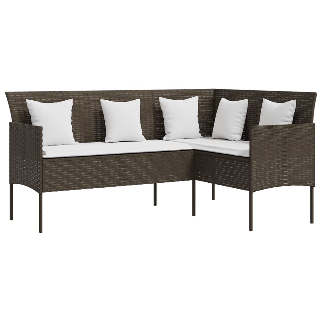 5-delige Loungeset met kussens L-vormig poly rattan