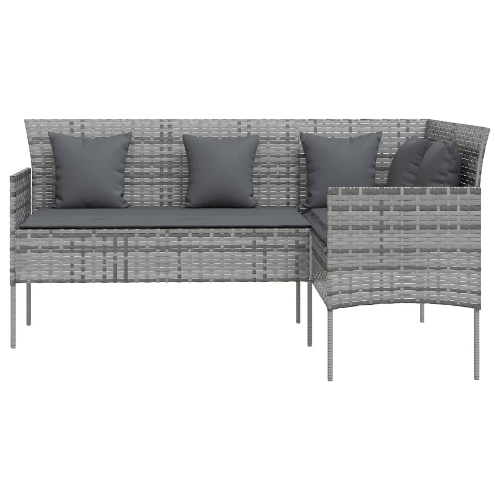 5-delige Loungeset met kussens L-vormig poly rattan