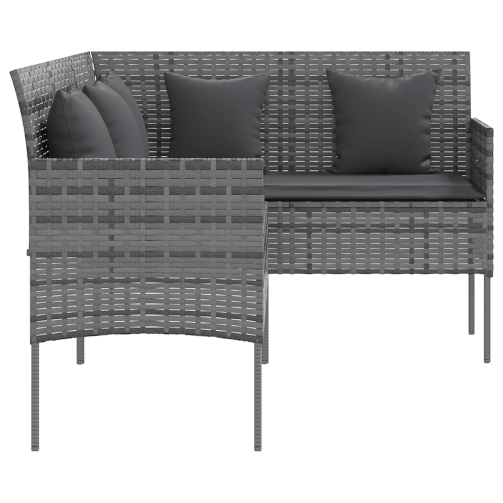 5-delige Loungeset met kussens L-vormig poly rattan