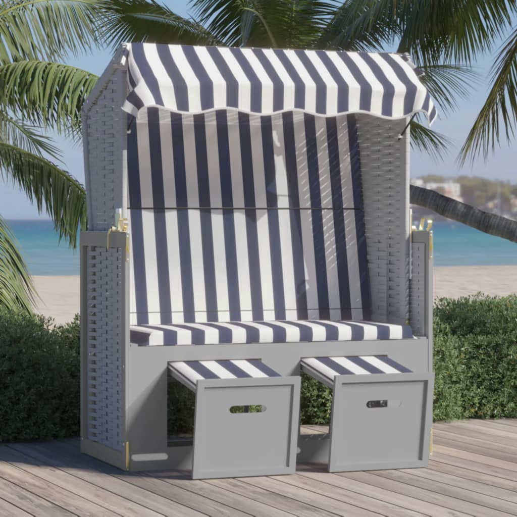 Strandstoel met luifel poly rattan hout