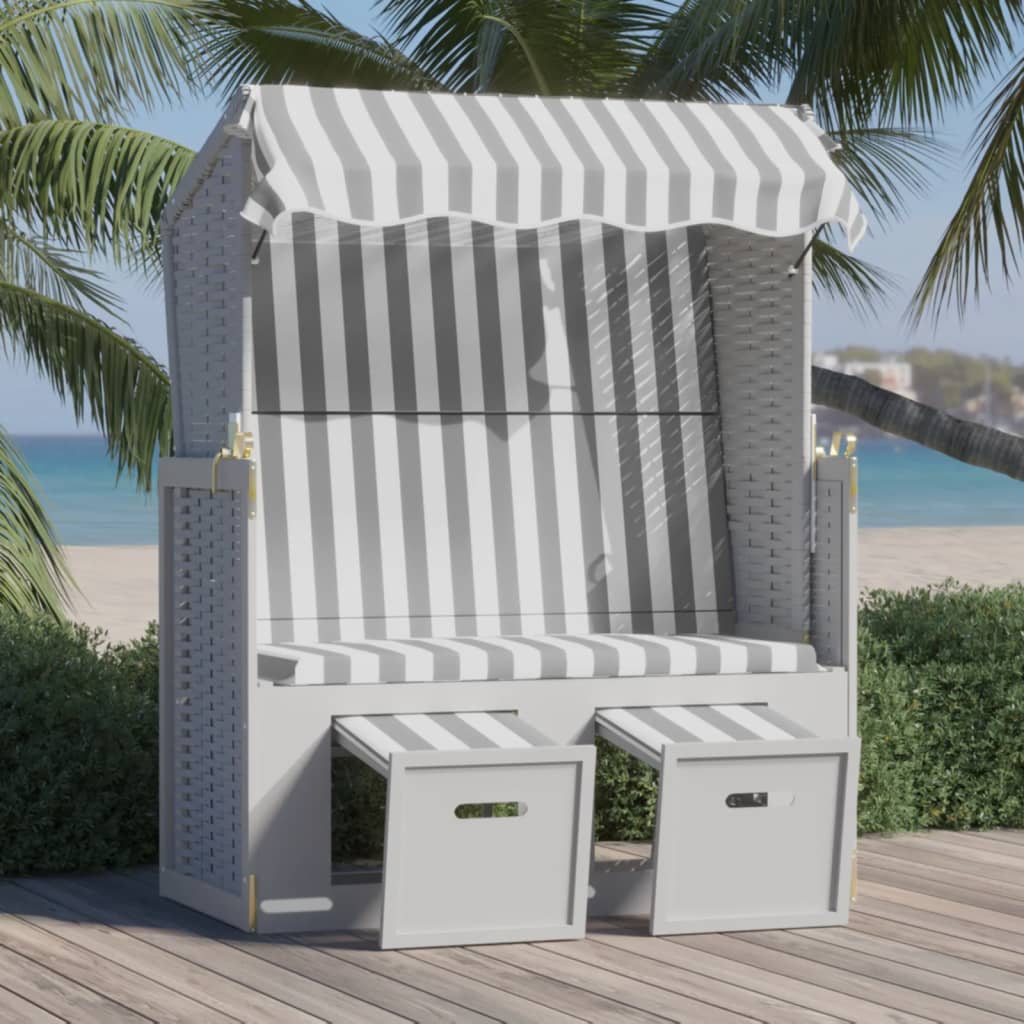 Strandstoel met luifel poly rattan hout