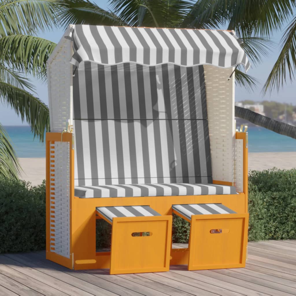 Strandstoel met luifel poly rattan hout