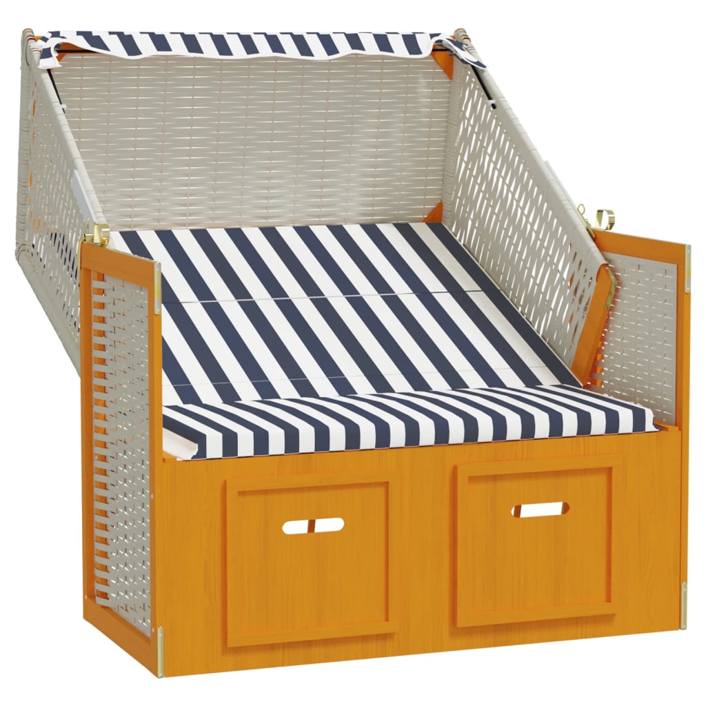 Strandstoel met luifel poly rattan hout