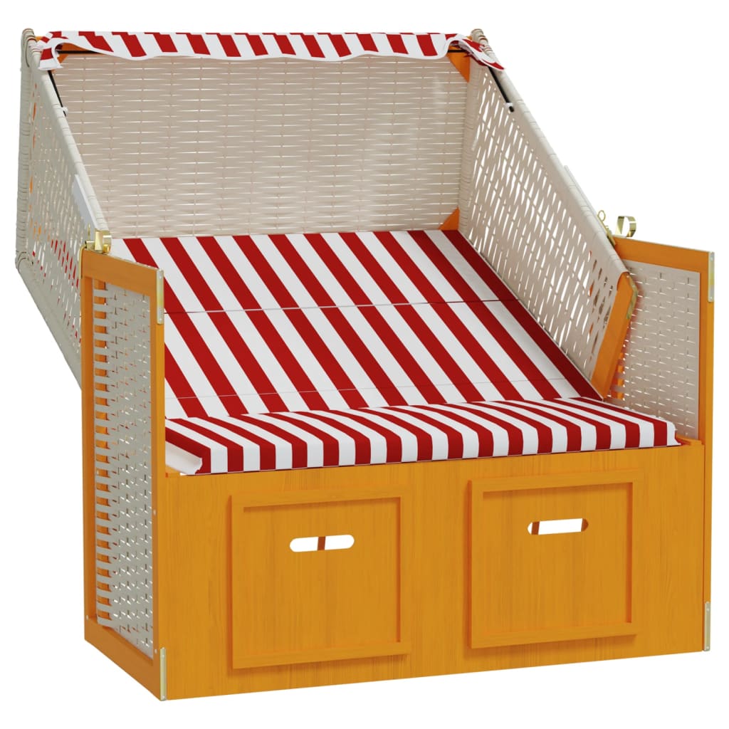 Strandstoel met luifel poly rattan hout