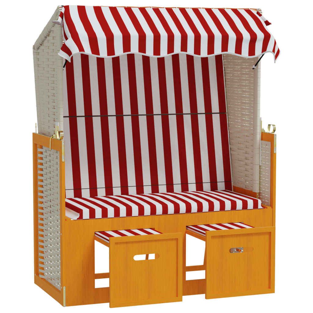 Strandstoel met luifel poly rattan hout