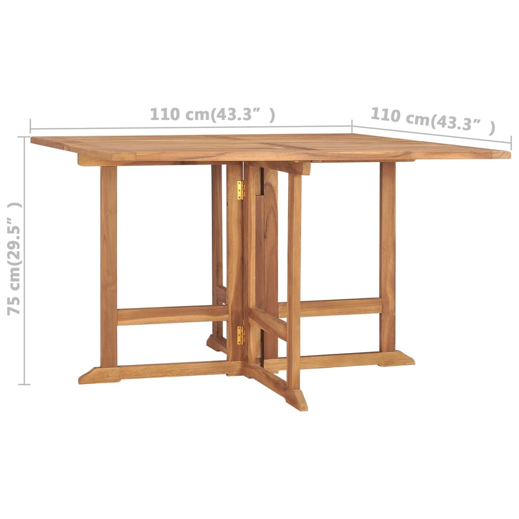 Tuintafel inklapbaar Ø110x75 cm massief teakhout