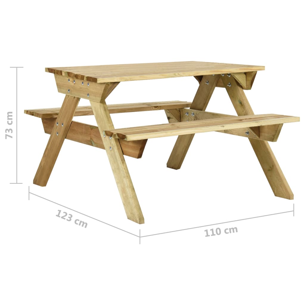 Picknicktafel met banken 220x122x72 cm geïmpregneerd grenenhout