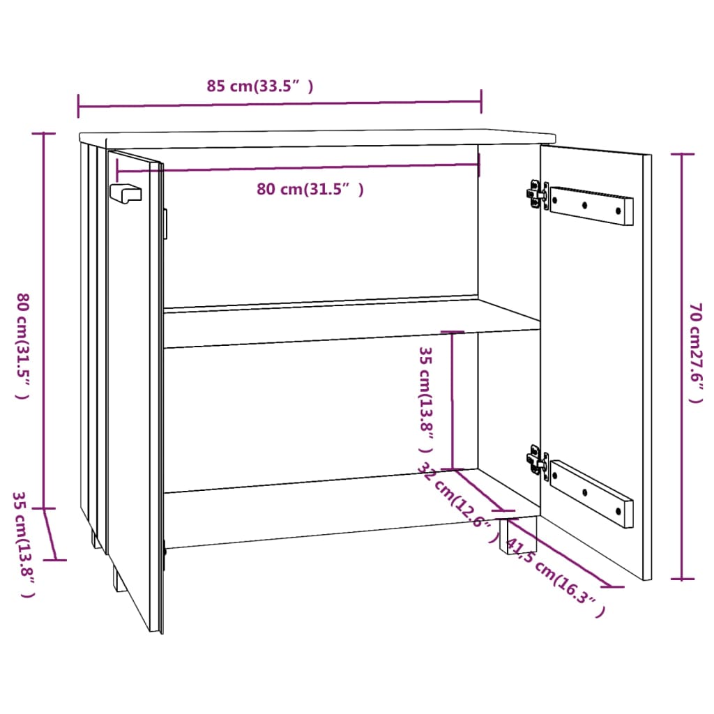 Dressoir HAMAR 85x35x80 cm massief grenenhout