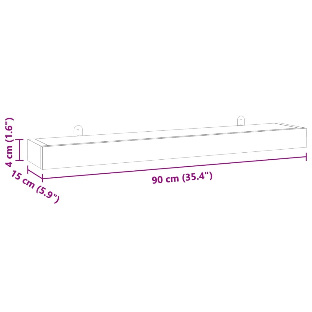 Wandschappen 2 st 110x15x4 cm massief teakhout