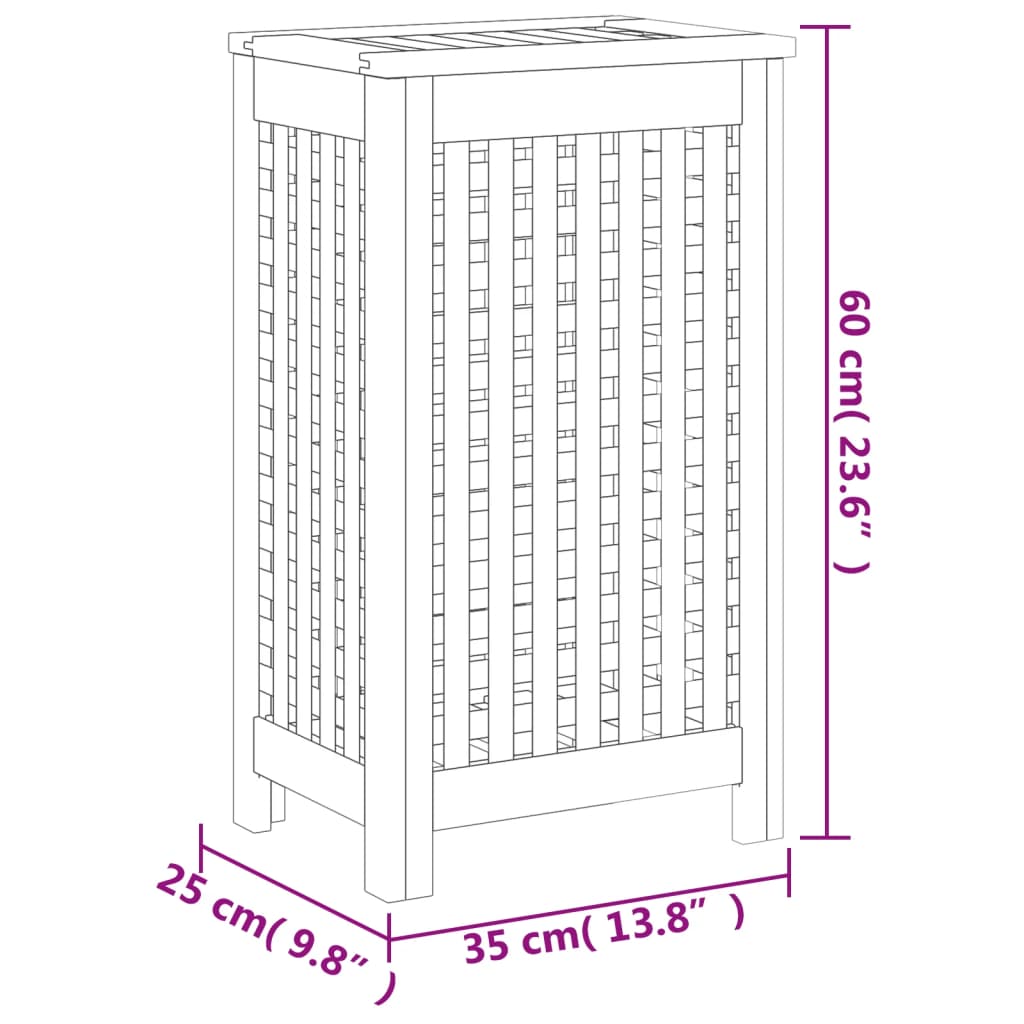 Wasmand 50x35x60 cm massief teakhout