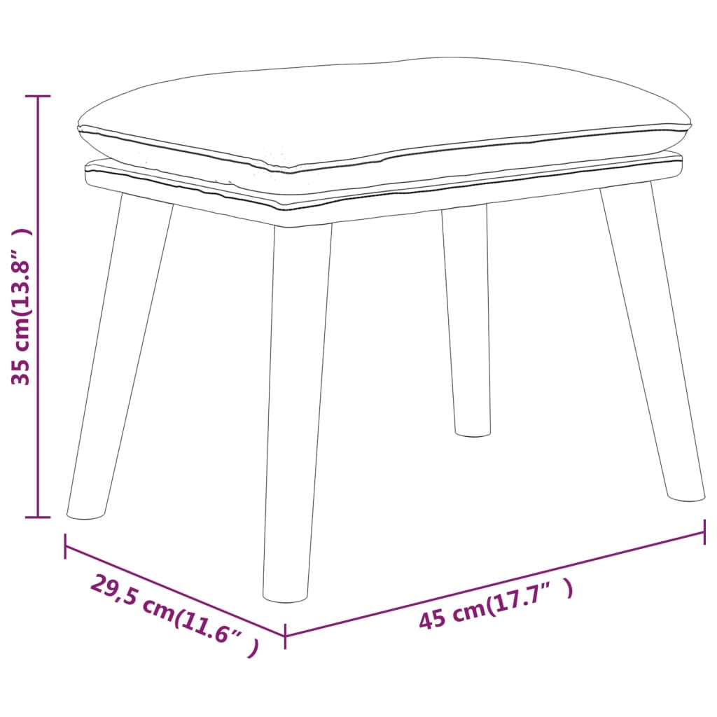 Voetenbank 45x29,5x35 cm stof crèmekleurig