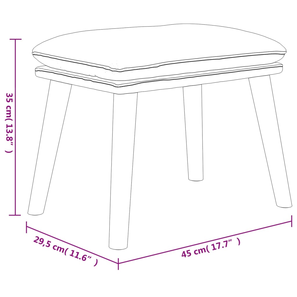 Voetenbank 45x29,5x35 cm fluweel