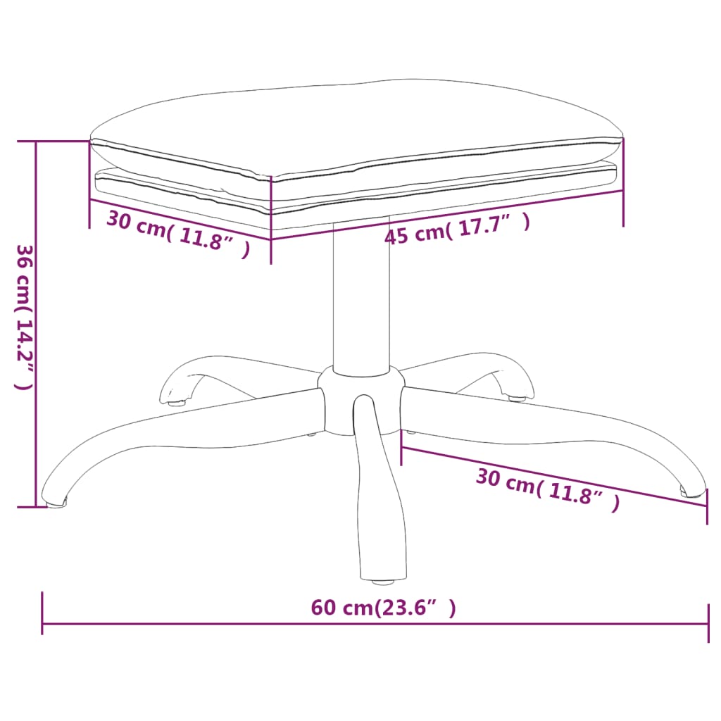 Voetenbank 60x60x36 cm stof