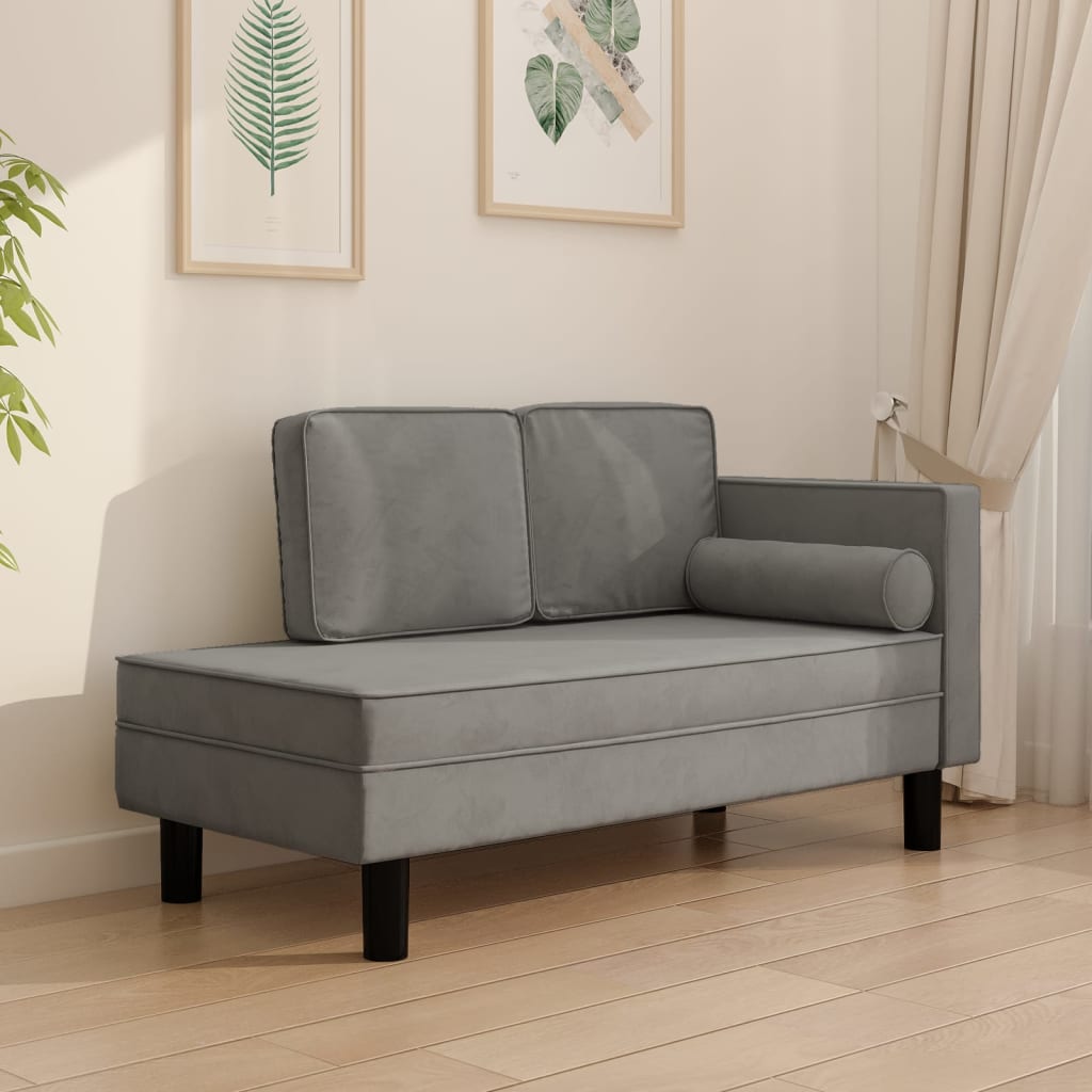 Chaise longue met kussens en bolster fluweel