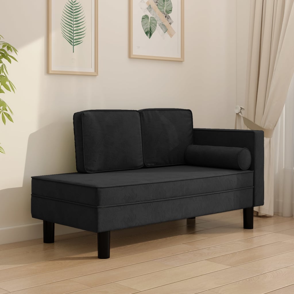 Chaise longue met kussens en bolster fluweel