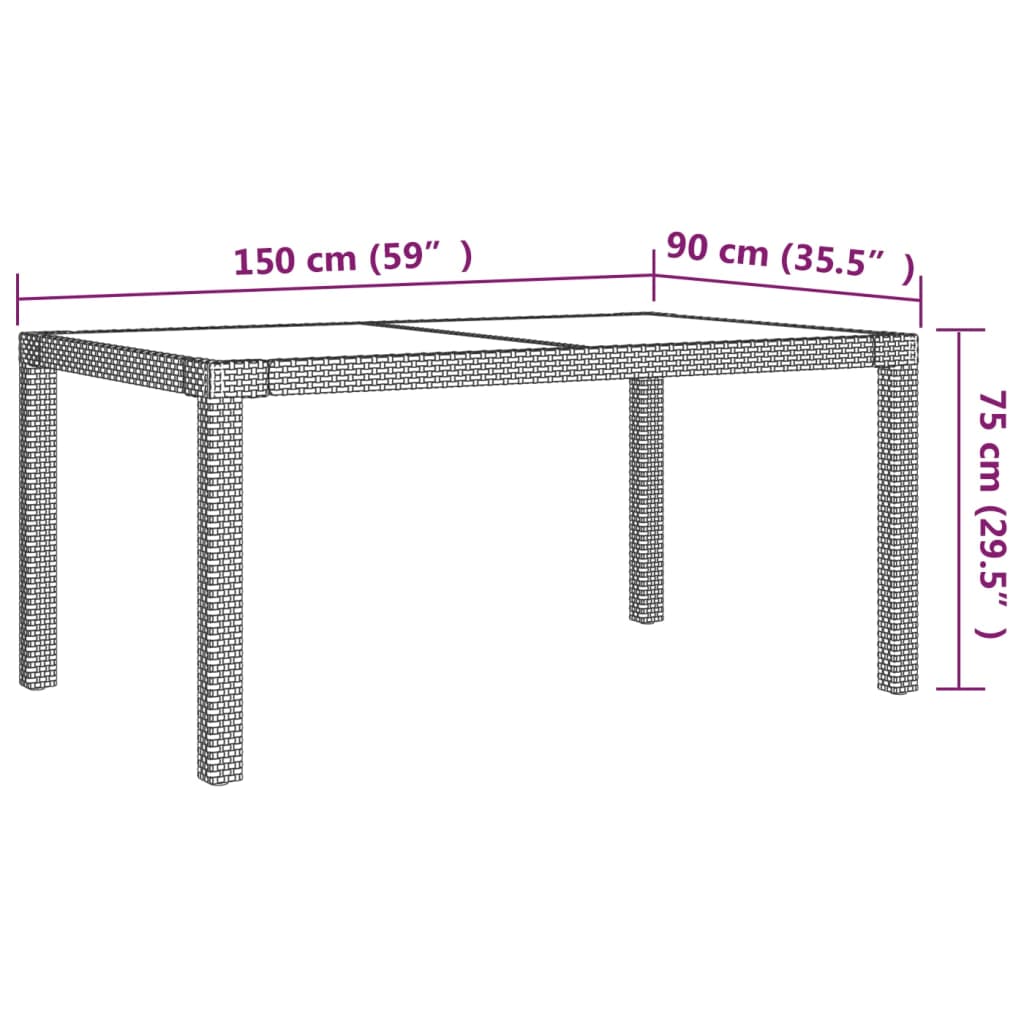 5-delige Tuinset poly rattan zwart