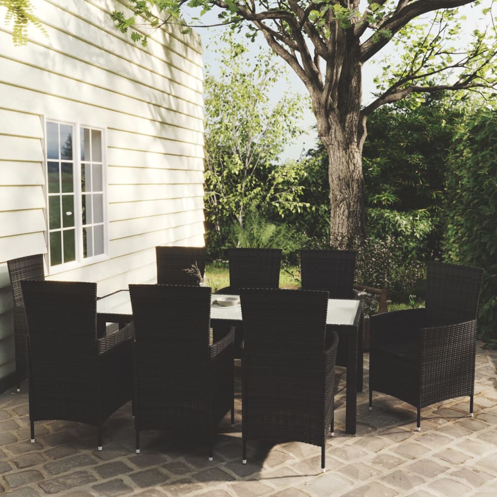 3-delige Tuinset met kussens poly rattan