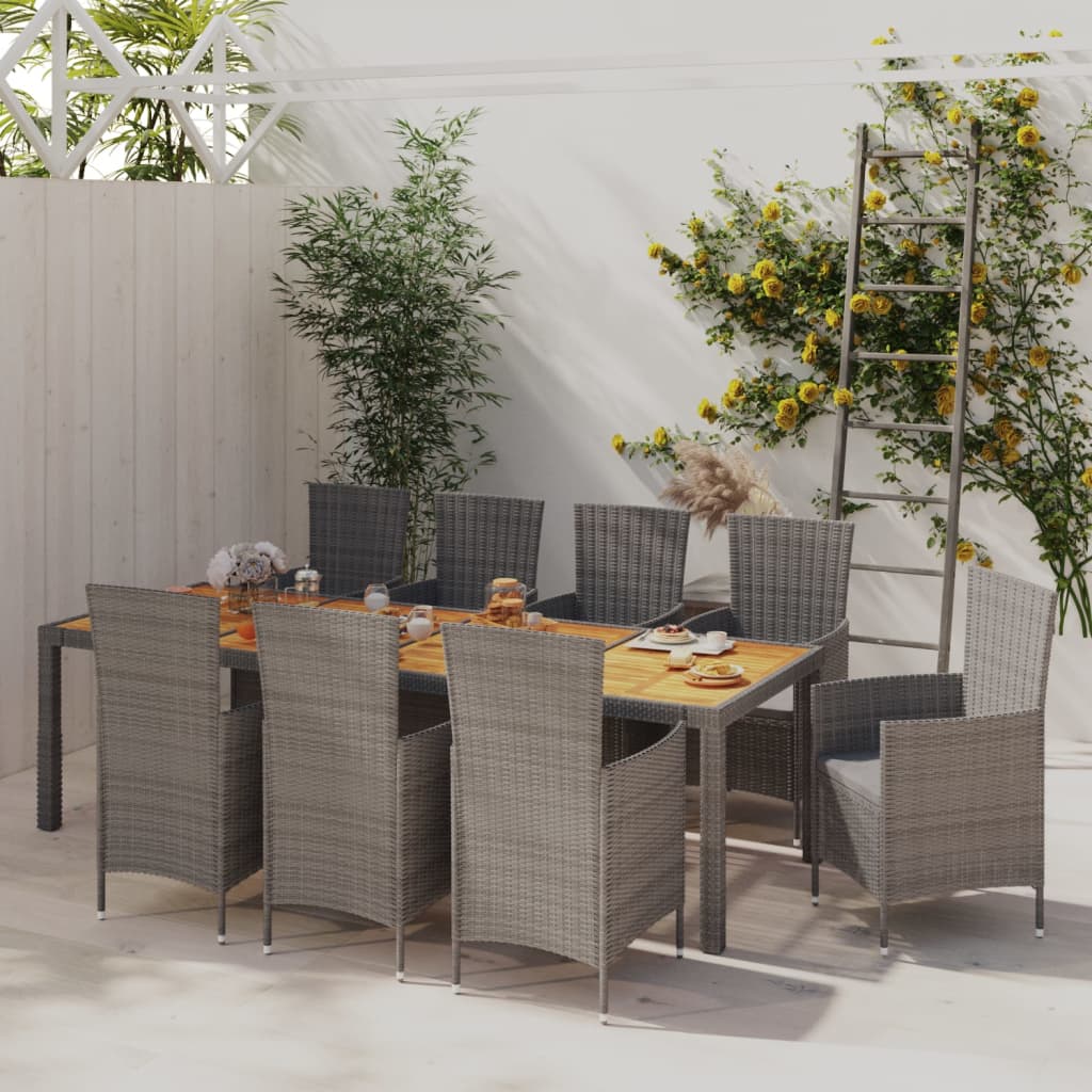 3-delige Tuinset met kussens poly rattan