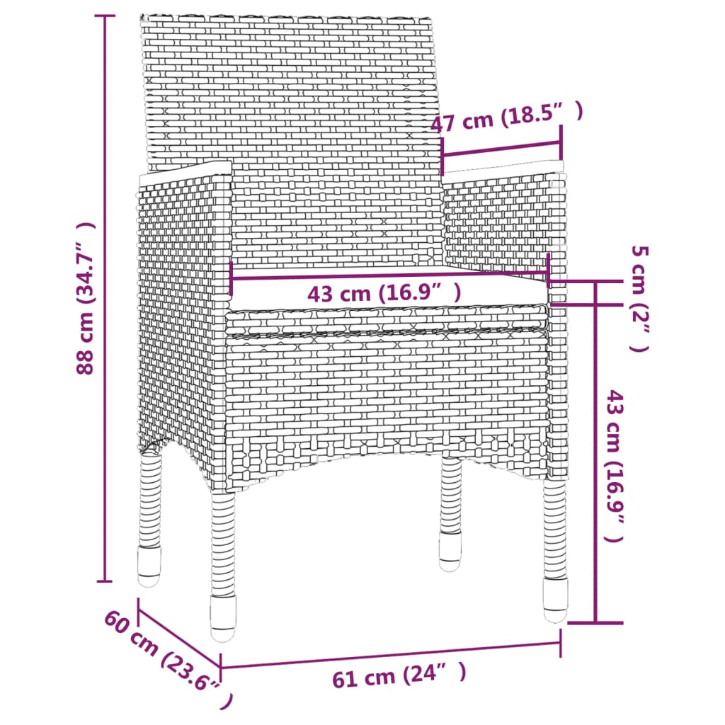 9-delige Tuinset met kussens poly rattan