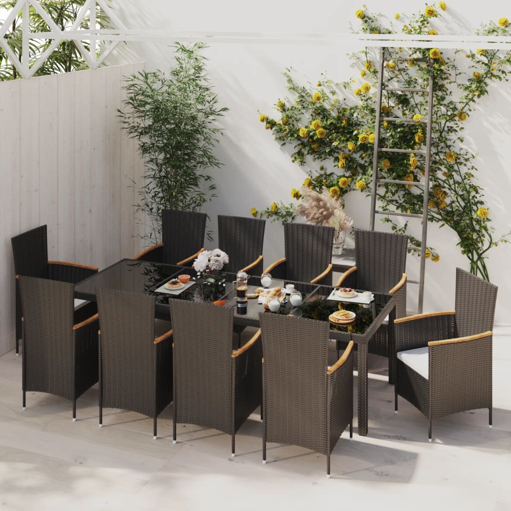 9-delige Tuinset met kussens poly rattan