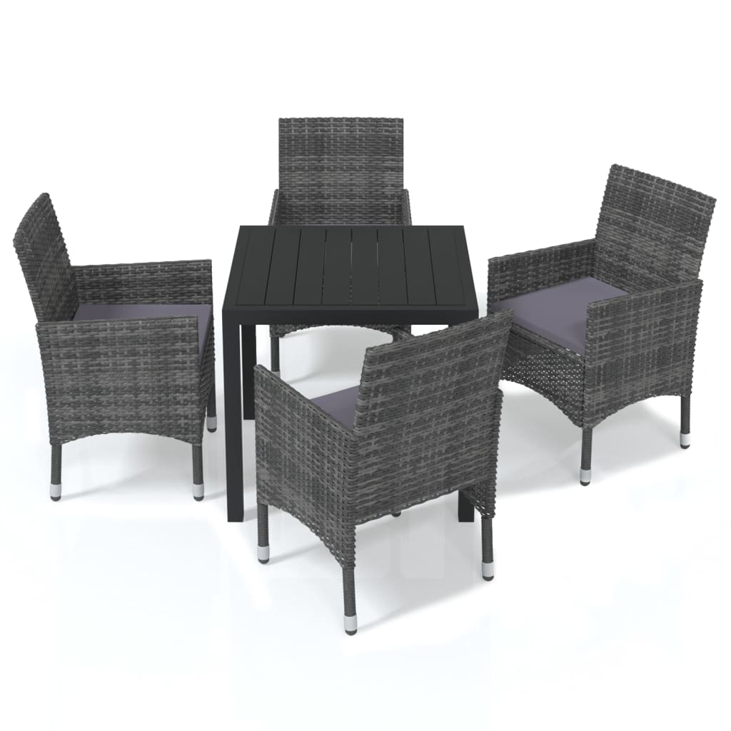 5-delige Tuinset met kussens poly rattan