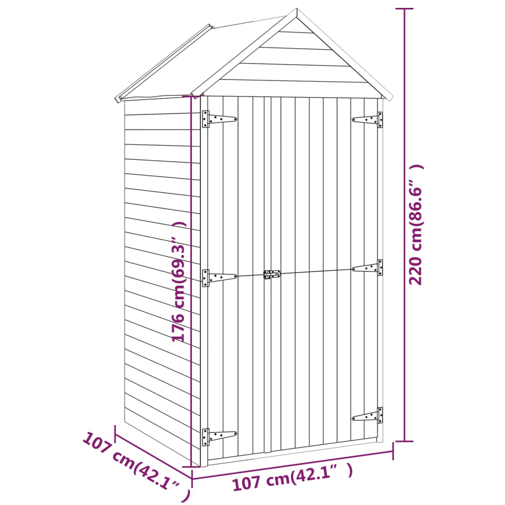 Tuinschuur met deur 107x107x220 cm geïmpregneerd grenenhout