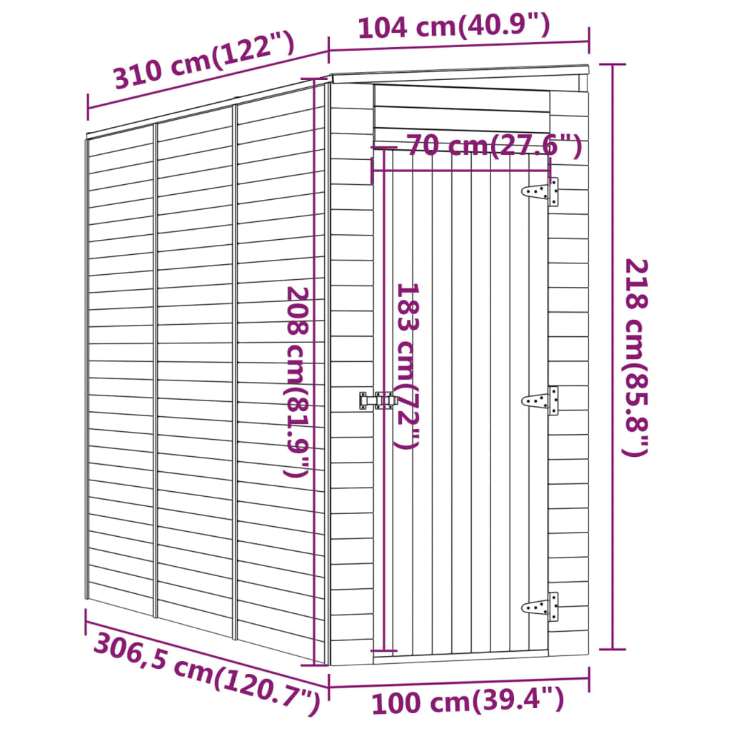 Tuinberging 100x210x218 cm geïmpregneerd grenenhout