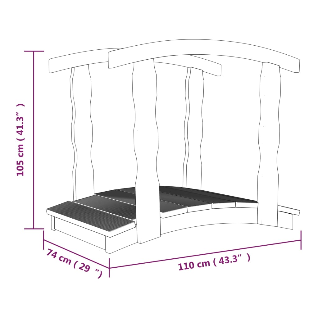 Tuinbrug met leuning 170x74x105 cm geïmpregneerd grenenhout