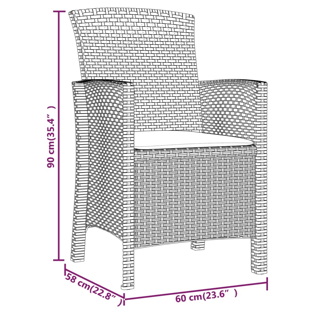 Tuinstoel met kussen polypropeen rattan grafietkleurig