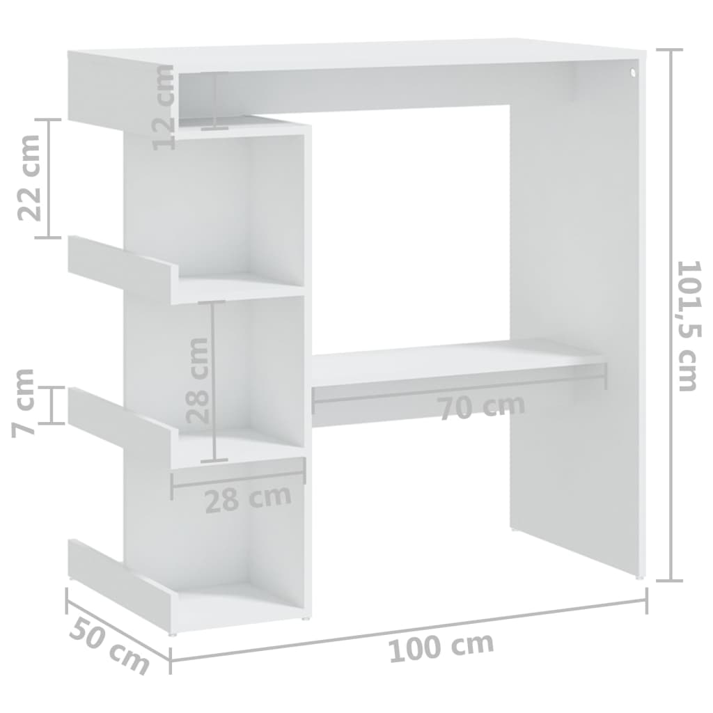 Bartafel met opbergrek 100x50x101,5 cm bewerkt hout