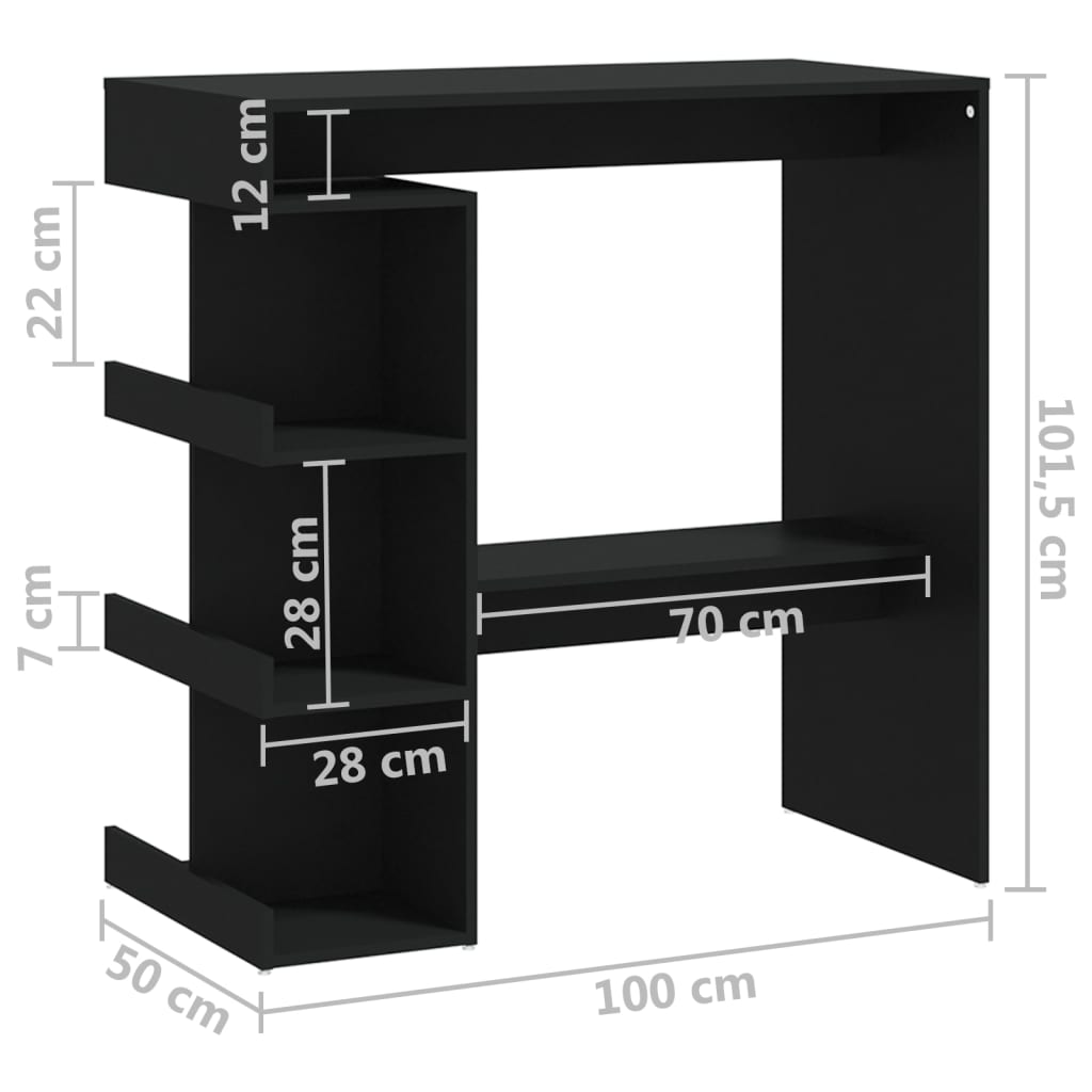 Bartafel met opbergrek 100x50x101,5 cm bewerkt hout