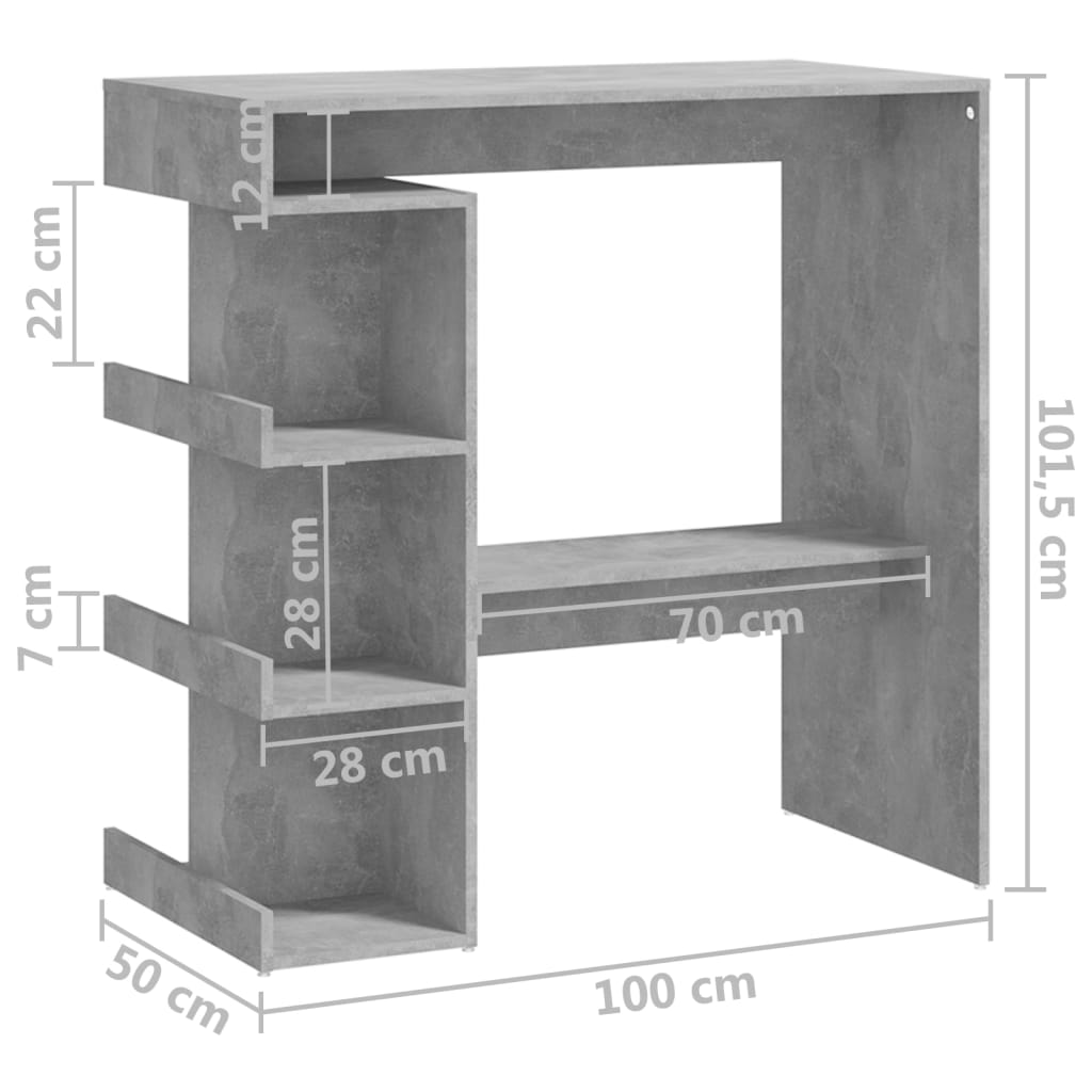 Bartafel met opbergrek 100x50x101,5 cm hout