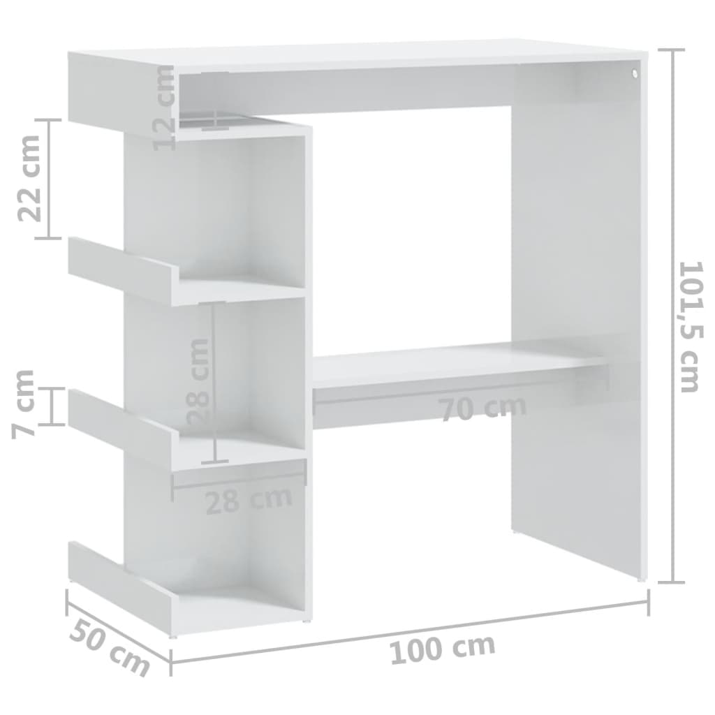 Bartafel met opbergrek 100x50x101,5 cm bewerkt hout