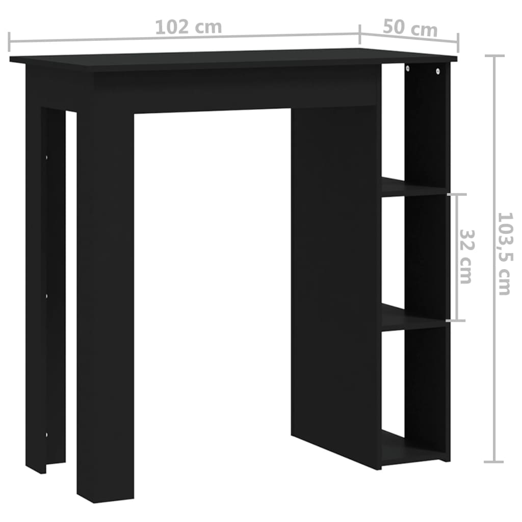 Bartafel met schap 102x50x103,5 cm bewerkt hout