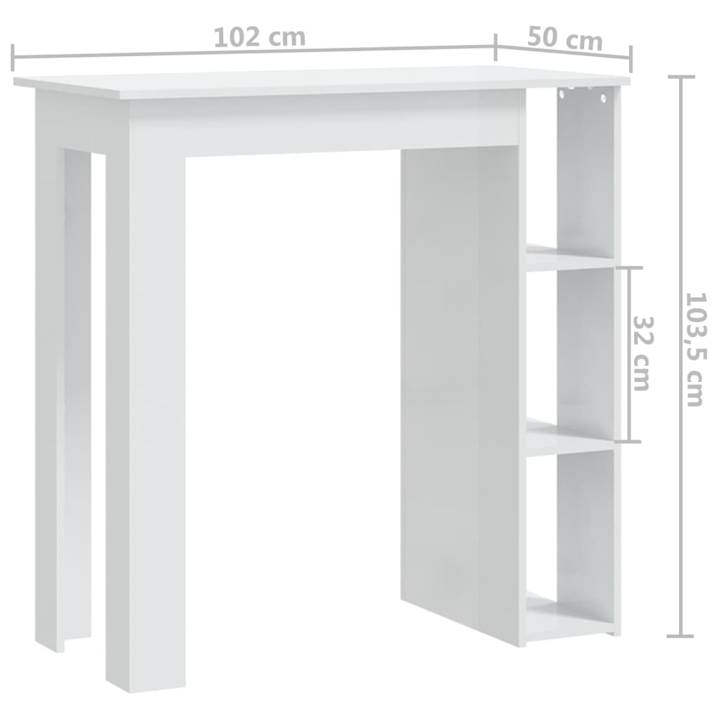 Bartafel met schap 102x50x103,5 cm bewerkt hout