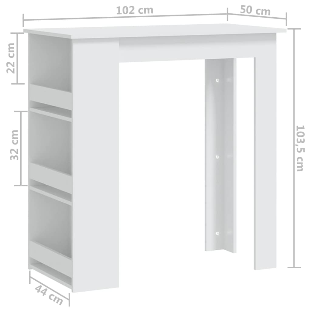 Bartafel met opbergrek 102x50x103,5 cm bewerkt hout eiken